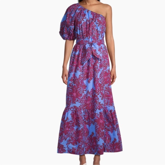 Lilly Pulitzer Zelalynn Cotton Floral one shoulder Maxi Dress size 4 - Picture 1 of 10